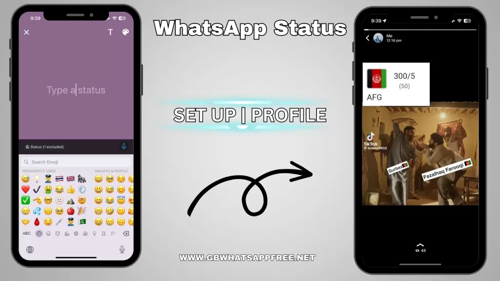 add emoji WhatsApp status 